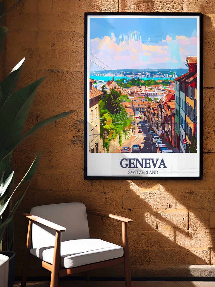 Lake Geneva Canvas Print capturing the serenity of one of Switzerlands most iconic lakes, a must have for those who appreciate nature and Swiss scenery.