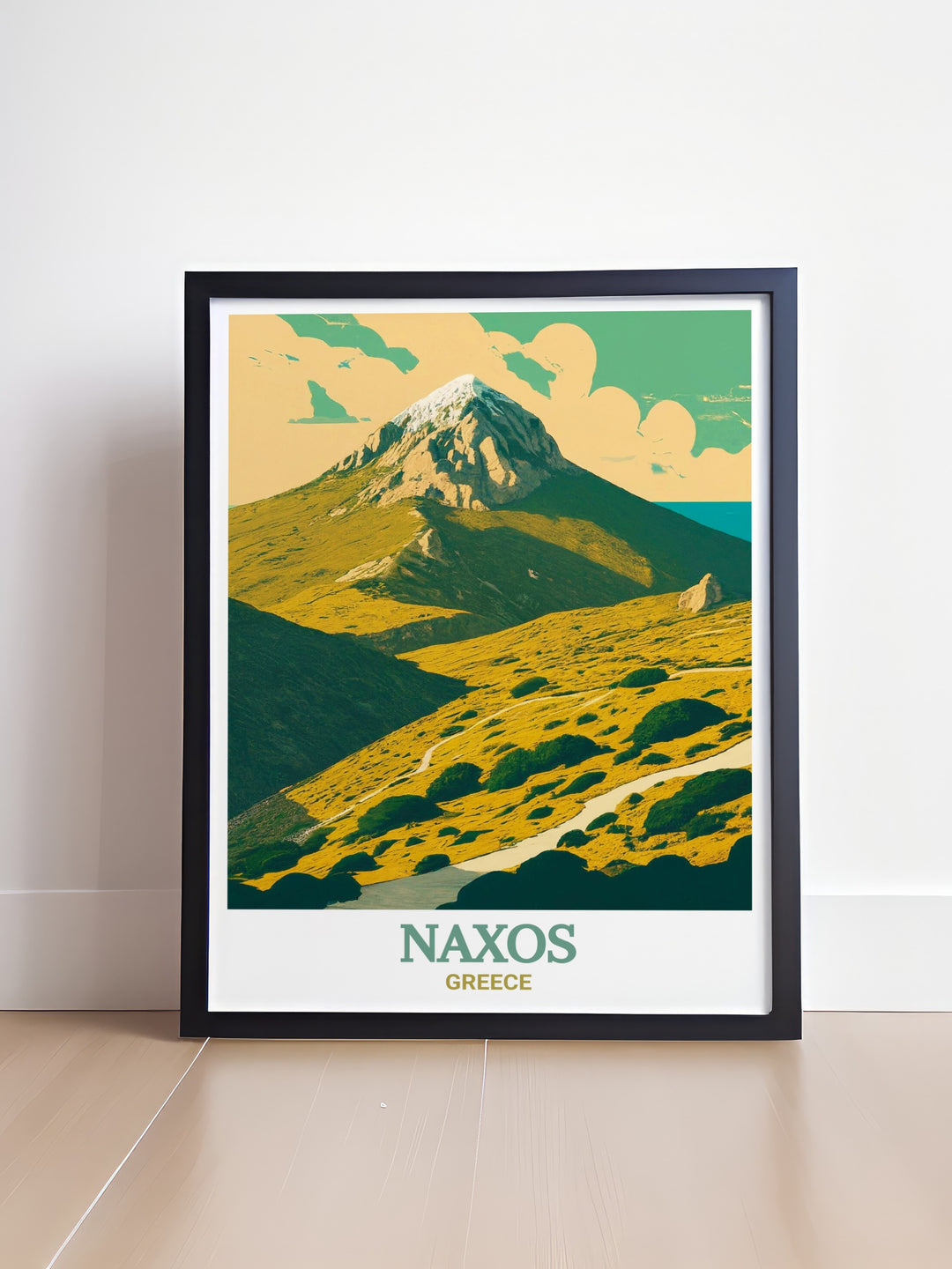 Mount Zas Modern Print from Naxos Greece a beautiful wall art piece that showcases the island's natural beauty perfect for enhancing your home decor with a unique blend of vibrant colors and elegant design that highlights the stunning landscapes of Naxos