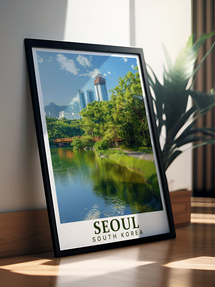 Captivating Seoul Art Print of Seoul Forest perfect for nature lovers and enhancing your living room decor