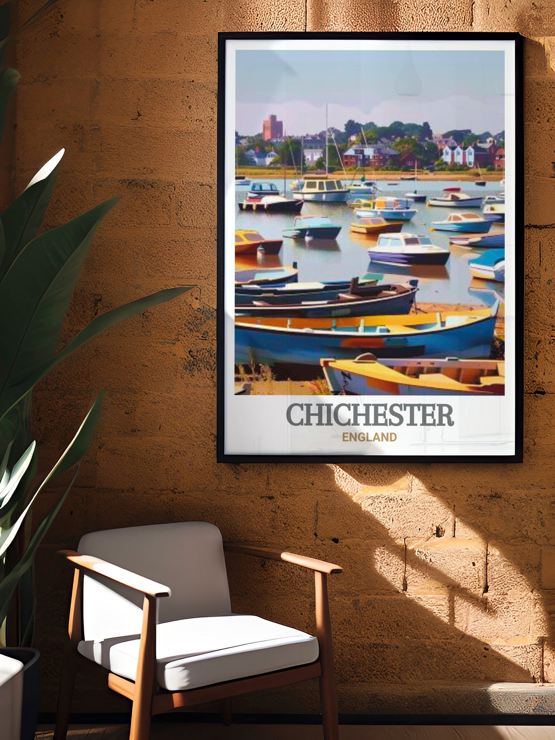 This Chichester travel print combines the tranquil charm of Chichester Harbour with the natural beauty of the surrounding AONB, making it a versatile piece for any room.