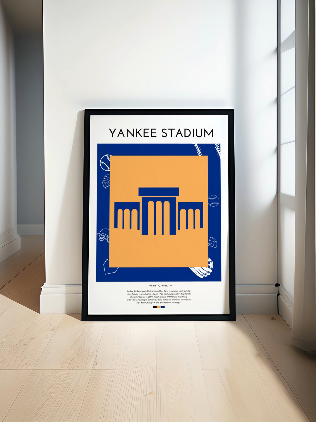 Yankee Stadium Poster Print featuring a dynamic view of the iconic baseball venue perfect for adding excitement to any home decor