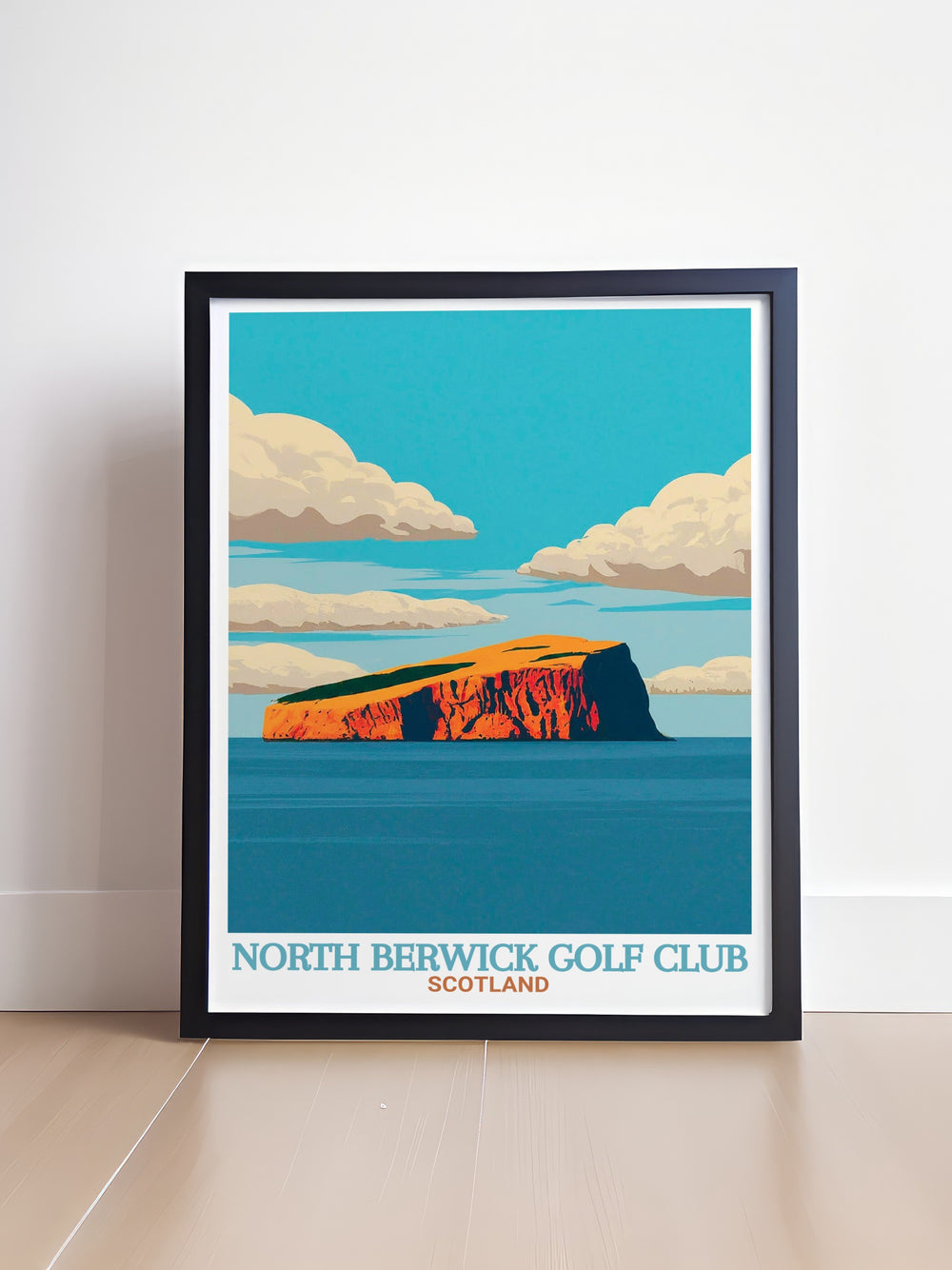 Bass Rock Wall Art depicting the stunning volcanic rock and the vast colony of seabirds that call it home. This travel print captures the wild beauty of Scotlands coast, making it a perfect gift for nature lovers and those with a connection to Scotland.