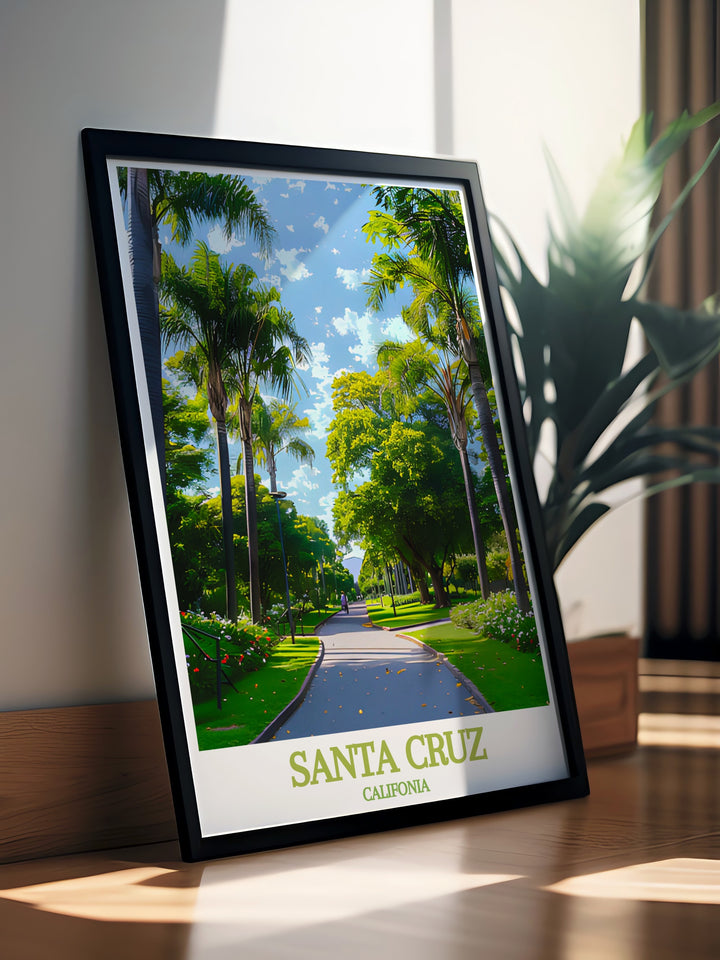 Santa Cruz wall art beautifully captures the charm of California. Paired with Parque García Sanabria modern prints this artwork is perfect for anyone seeking stylish California decor or a meaningful gift for those who love art and travel.