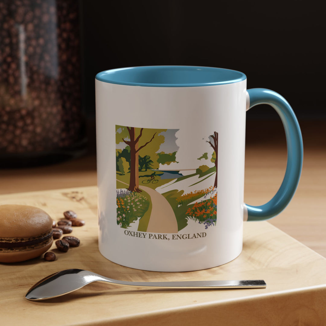 Celebrate the natural beauty of Oxhey Park with this stylish mug. Featuring artwork that highlights the park’s serene landscapes, it’s perfect for daily use. Made from durable ceramic, this mug is both dishwasher and microwave safe.