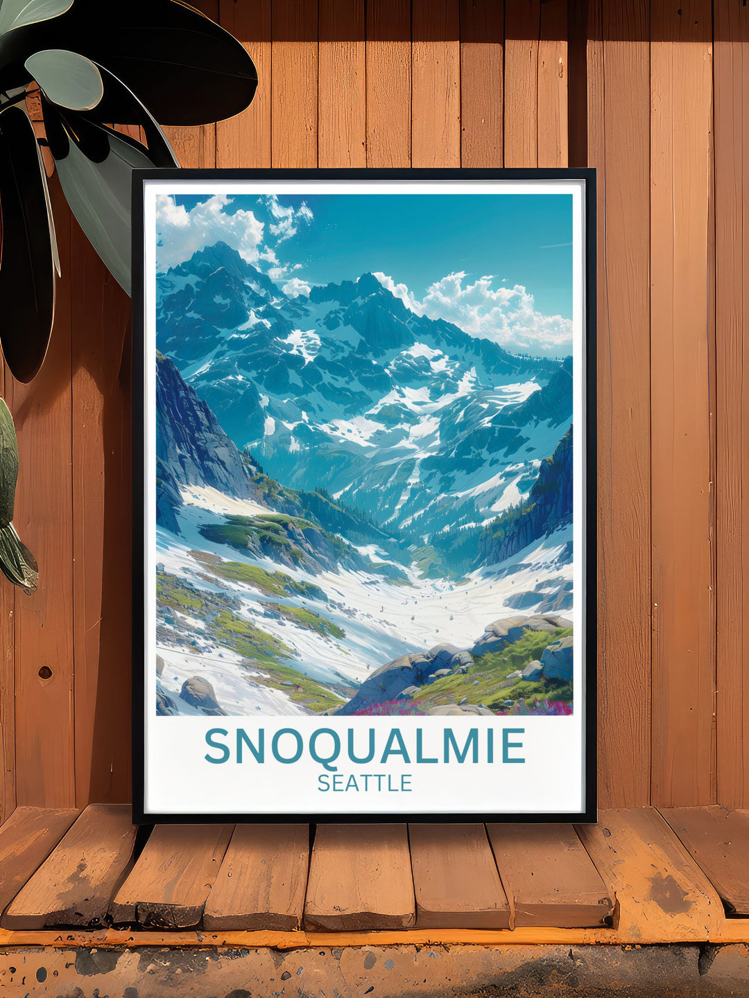 Delight in the thrill of The Summit at Snoqualmie with this art print, capturing the vibrant resort atmosphere and historical significance.