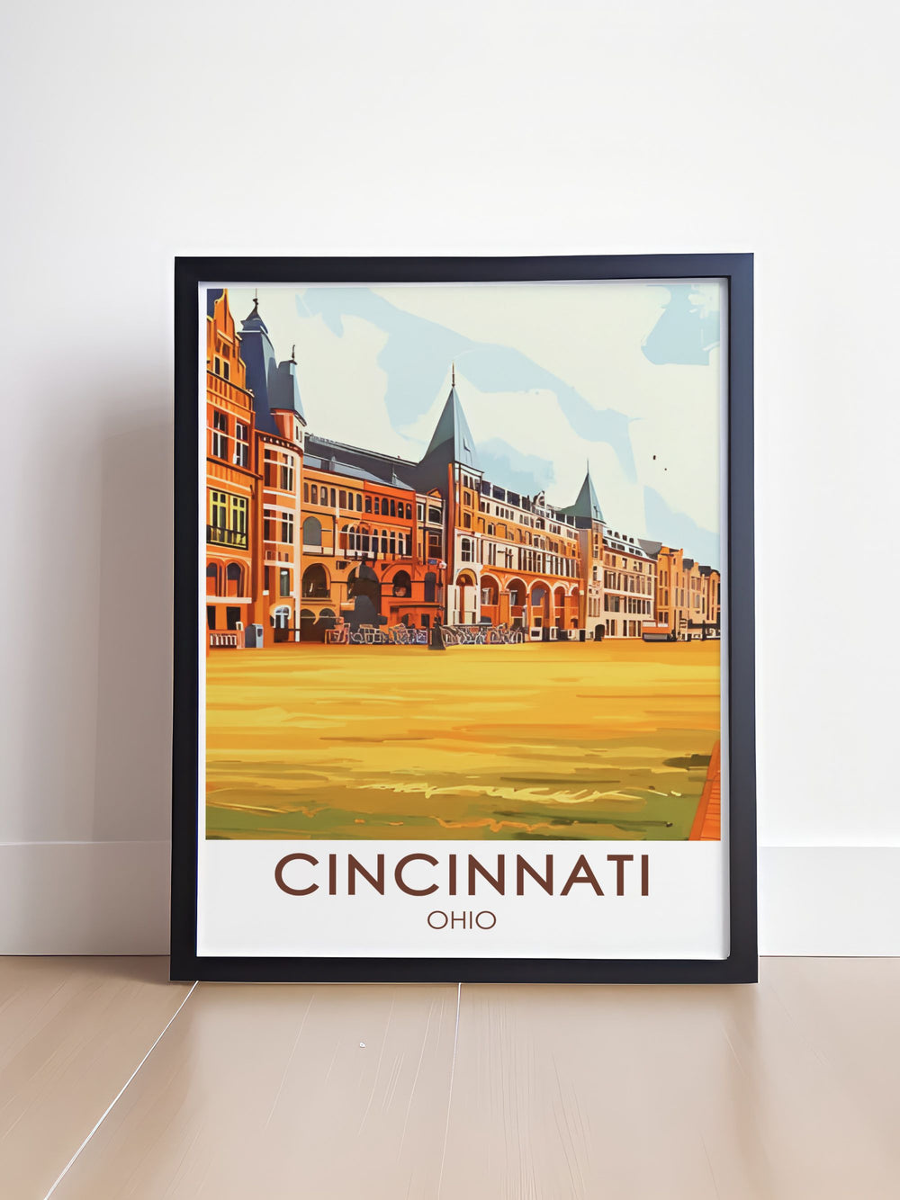 Experience the harmony of Cincinnati with this travel print, featuring the magnificent Music Hall. Ideal for art lovers, this piece adds a touch of cultural sophistication to your decor.