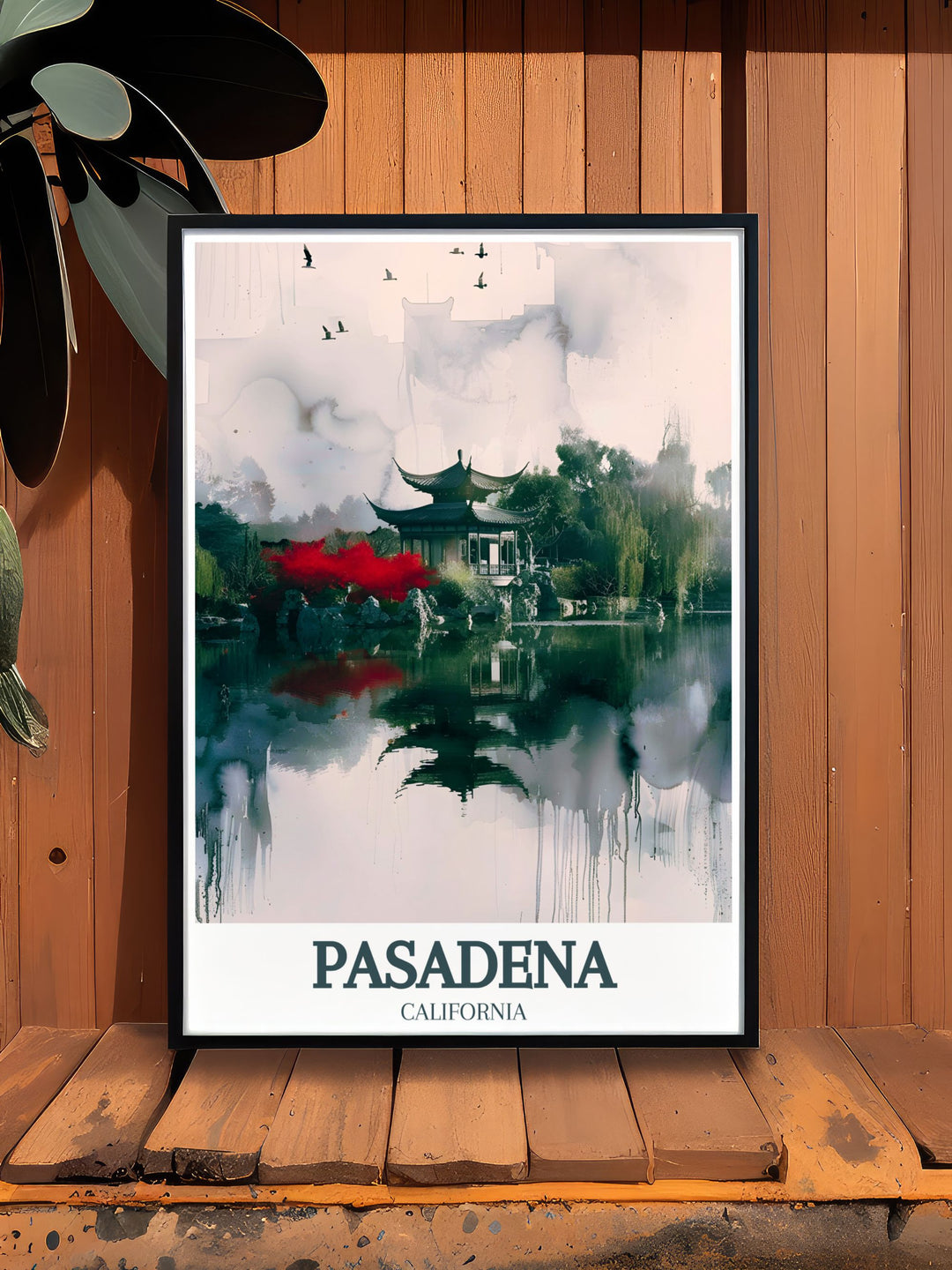 Stunning Pasadena print capturing the essence of the Huntington Library and Botanical Gardens Liu Fang Yuan Chinese Garden. Great for living room decor and special gifts