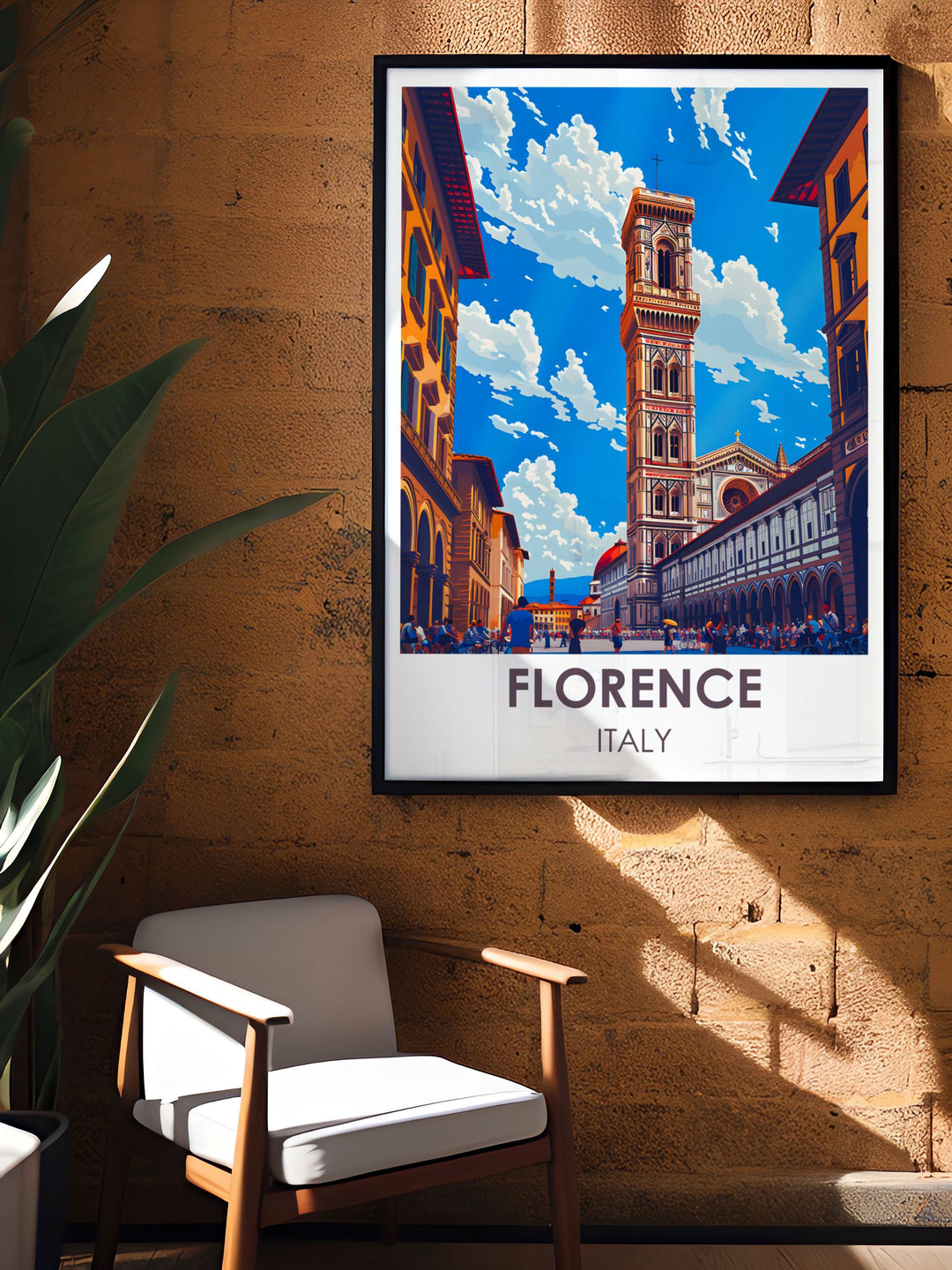 Gallery wall art showcasing the bustling Piazza della Signoria, offering a picturesque view of Florences Renaissance landmarks.