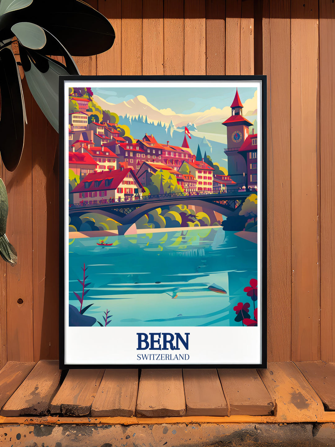 This Nydegg Bridge travel poster offers a beautiful depiction of Berns famous bridge, with the Aare River gently flowing underneath. Perfect for anyone who admires Swiss history and culture, this canvas art is a timeless addition to any collection.