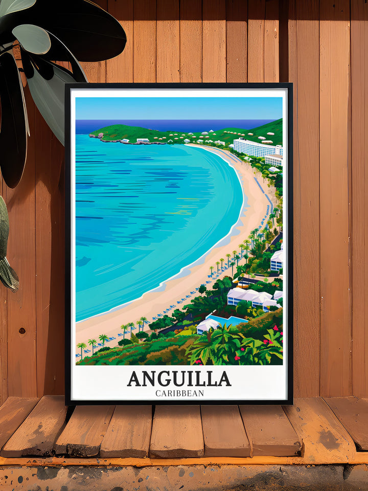 Maundays Bay Maundays Beach Stunning Living Room Decor captures the peaceful landscapes of Anguilla adding a touch of Caribbean tranquility to your home ideal for those who dream of tropical getaways and want to bring that feeling into their living space