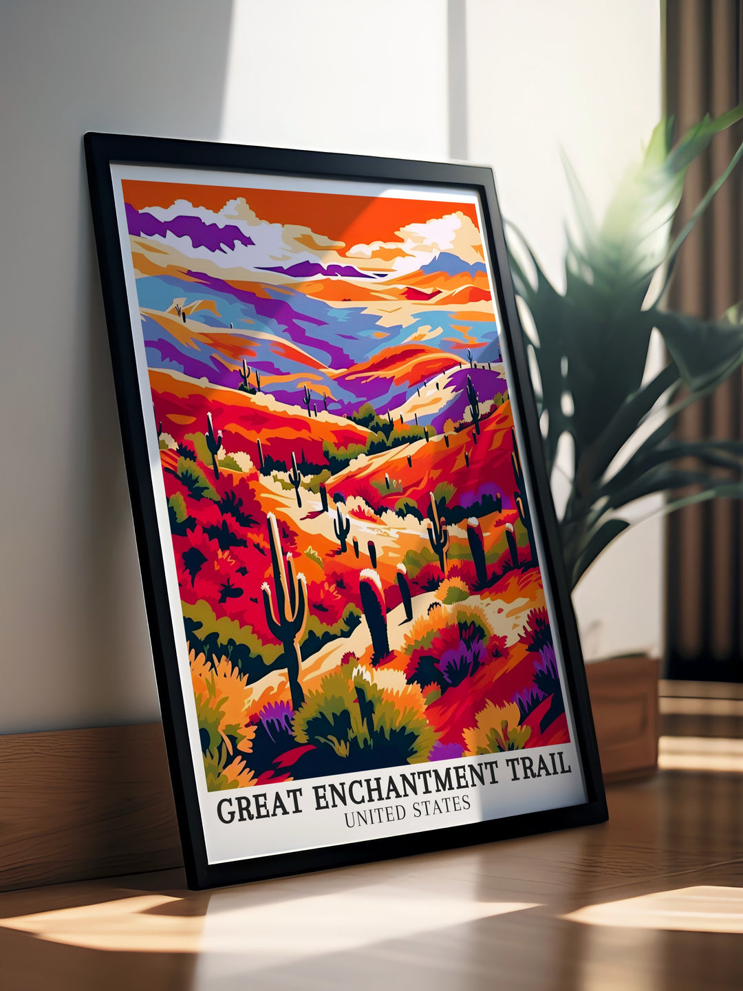 Saguaro National Park scenic prints. Capturing the majestic beauty of Saguaro National Park, these scenic prints showcase the iconic landscapes along the Grand Enchantment Trail. Ideal for adding a touch of natural splendor to your home decor.