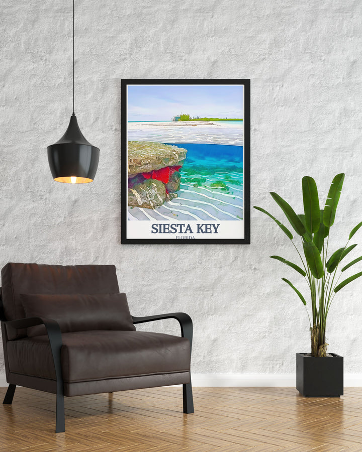 Captivating Point of Rocks Siesta Beach print highlighting the serene landscape of Siesta Key making it a great addition to any home as Florida artwork.