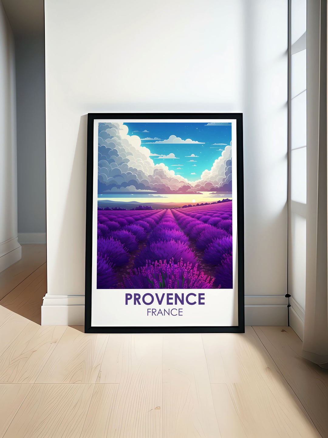 Uncover the serene beauty of the Valensole Lavender Fields with this travel poster, illustrating the captivating landscapes and the historical importance of lavender farming in Provence.