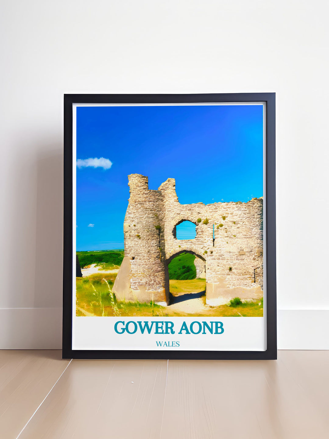 Pennard Castle artwork capturing the serene beauty of Glamorgan and the Welsh coastline a stunning addition to any modern decor