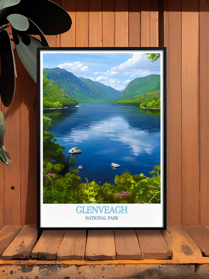 Gallery wall art of Glenveagh National Park, emphasizing the lush greenery and stunning landscapes, perfect for enhancing your living space with a touch of Irish charm.