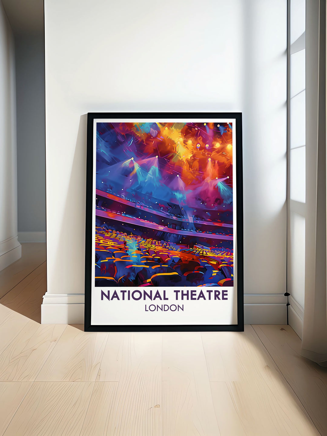 Art Deco Print of The Old Vic Theatre featuring Olivier Theatre this beautiful artwork showcases the historic elegance of London West End perfect for modern home decor and ideal for those who appreciate vintage charm and cultural landmarks