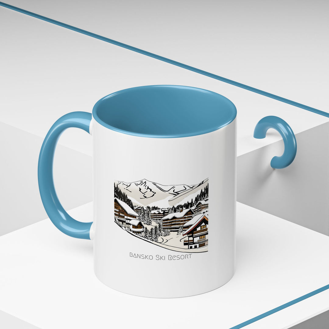 This Bansko Ski Resort mug combines alpine artistry with practicality. Made from durable ceramic, it is dishwasher safe and perfect for ski enthusiasts or travelers who appreciate scenic winter designs.