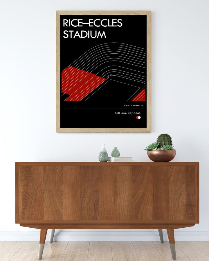 Perfect for gifts this Utah Utes wall art showcases the dynamic spirit of Rice Eccles Stadium making it a standout addition to any space