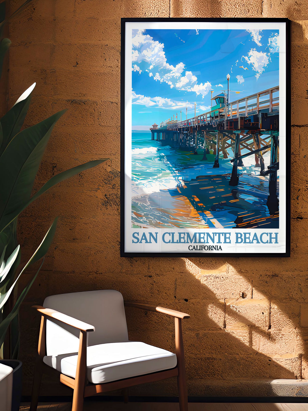 This San Clemente Beach Poster Print captures the peaceful beauty of Californias coastline, featuring the iconic San Clemente Pier and vibrant blue waters. Ideal for beach lovers and coastal decor enthusiasts, this print brings the West Coast charm right into your living room.