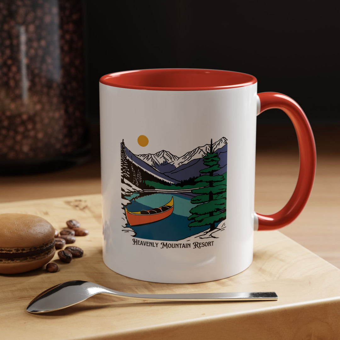 This Heavenly Mountain Resort mug captures the beauty of the mountain landscapes. The vibrant design celebrates skiing and snowboarding adventures. Dishwasher and microwave safe, making it perfect for everyday use.