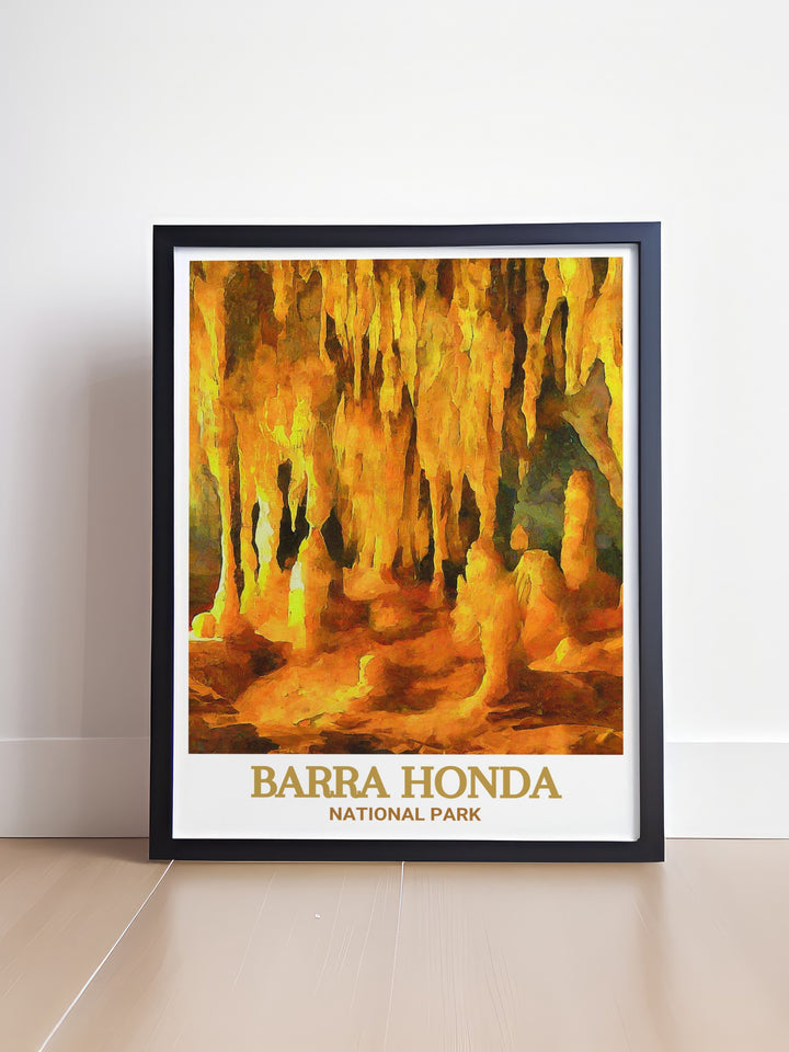 Costa Rica Vintage Poster showcases the timeless beauty of Barra Honda National Park and La Trampa Cave. This travel print is a nostalgic tribute to Costa Ricas rich natural heritage, offering a perfect blend of art and nature for your home or as a special gift.