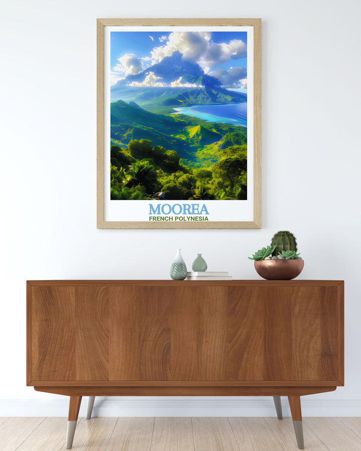 Celebrate the beauty of French Polynesia with this Mount Rotui Wall Art. The stunning volcanic peak, surrounded by the lush landscapes of Moorea, creates a breathtaking view, perfect for any home or office looking for a touch of tropical scenery.