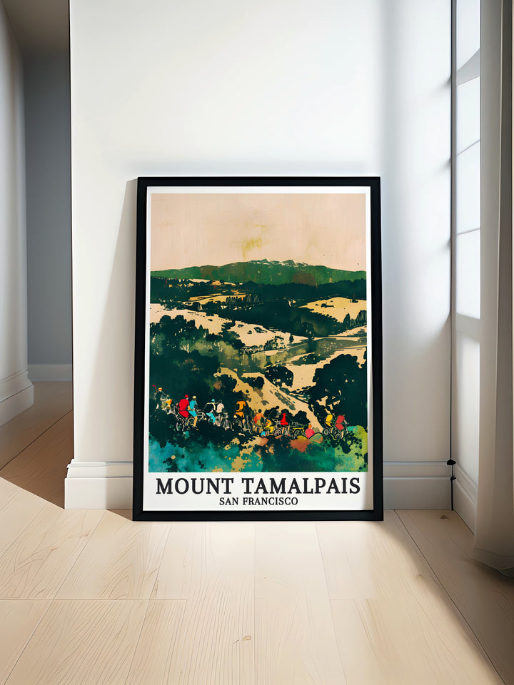 Mount Tamalpais art poster showcasing the beauty of California landscapes, featuring stunning views of Mount Diablo and Muir Park. Perfect for home decor and as a thoughtful gift.