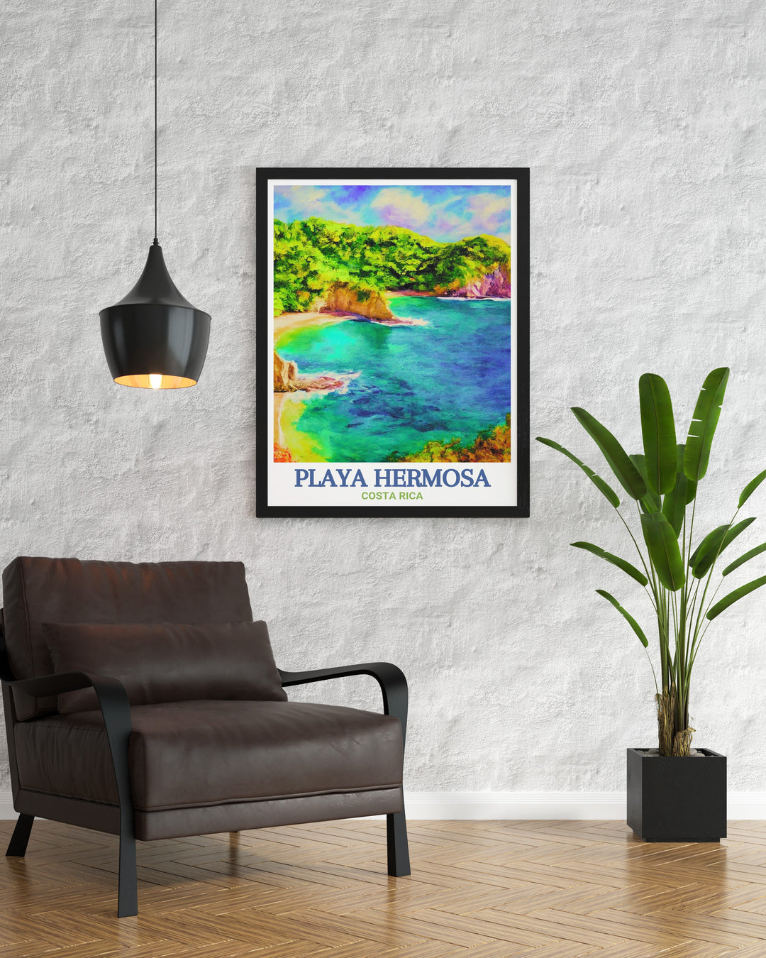 Golfo de Papagayo Wall Art showcasing Playa Hermosa in Costa Rica a vibrant art print perfect for creating a serene environment in any living space or as a special gift for those who appreciate natural beauty