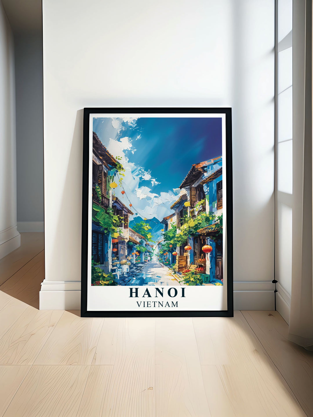 This detailed illustration of Hanois Old Quarter captures the lively streets and rich history of one of Asias oldest urban areas.