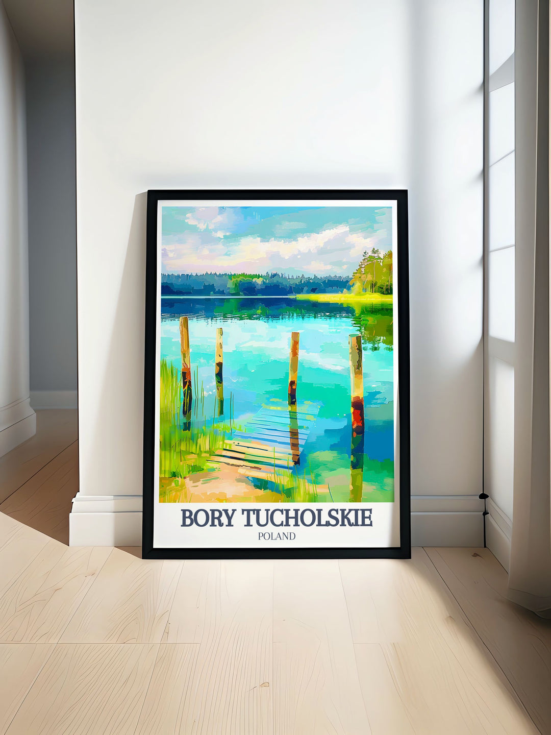 Poland wall art featuring Tuchola Forest National Park and Charzykowskie Lake brings the beauty of Polish landscapes into your home. These prints offer a peaceful view of nature perfect for modern decor and living room wall art.