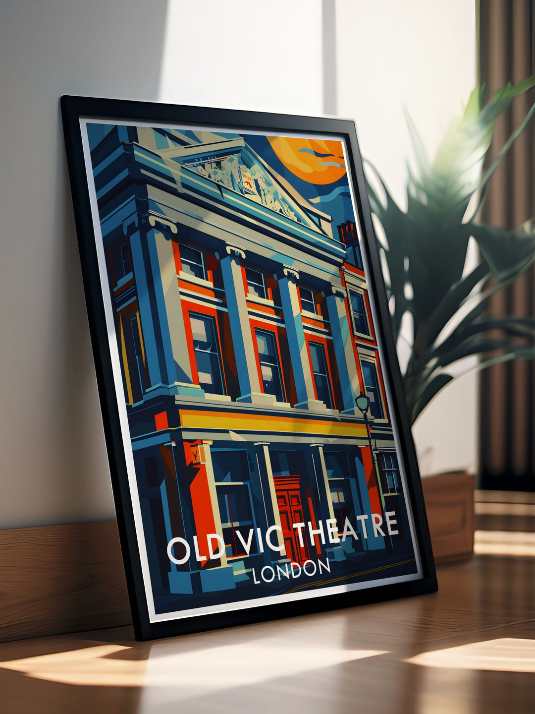 Bring a piece of London into your home with this elegant travel print featuring The Old Vic Theatre. The retro design and art deco style highlight the beauty of The Old Vics exterior facade, making it a perfect addition to any rooms décor. Ideal for theatre fans and history lovers.