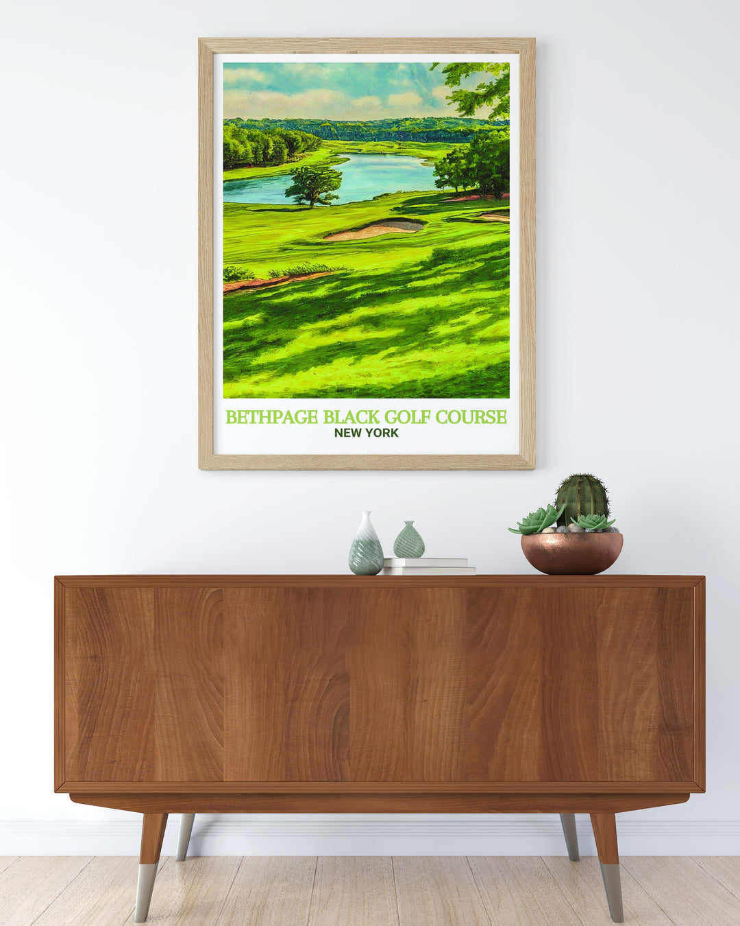 Bethpage Black Wall Poster brings to life the picturesque landscape of this iconic course in New York. The detailed print invites you to experience the beauty and challenge of the course, offering a perfect gift or addition to any golfers art collection.