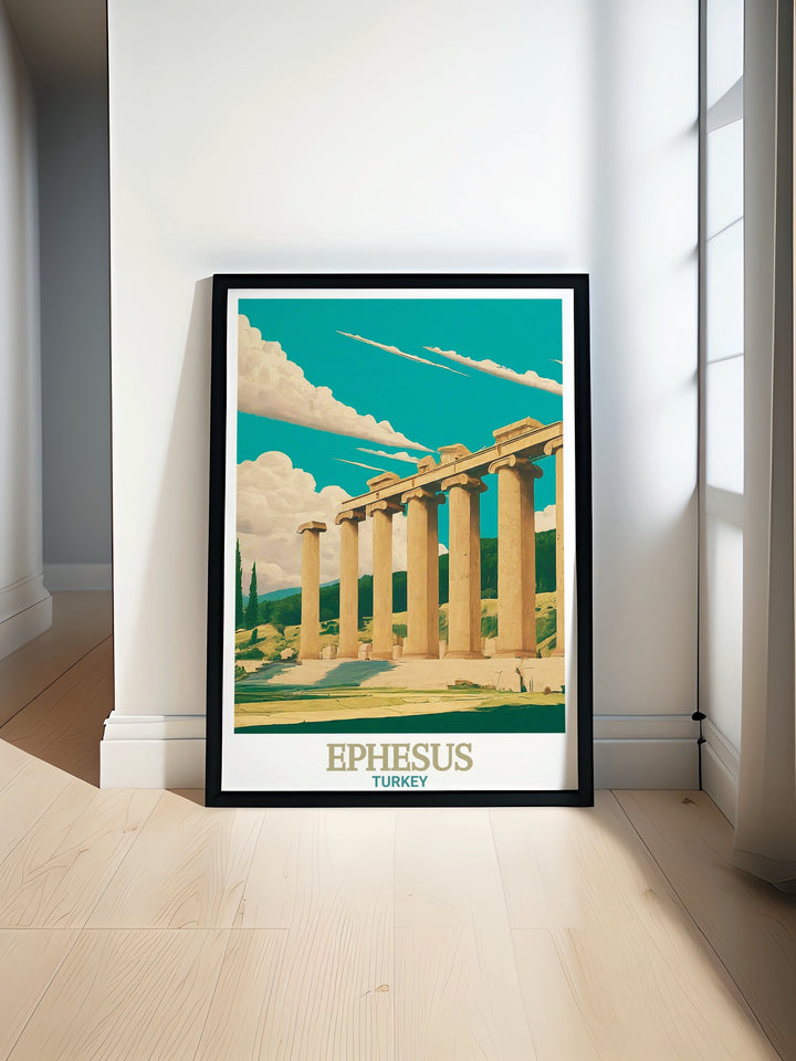 Ephesus Print highlights the ruins of the Temple of Artemis, a symbol of ancient architectural brilliance in Turkey. Ideal for history enthusiasts, this print is a timeless tribute to one of the Seven Wonders.