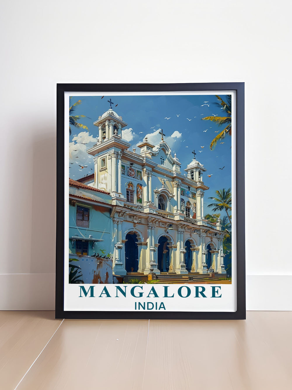 Featuring the vibrant cityscape of Mangalore, this poster highlights its bustling markets and coastal charm, ideal for those who appreciate the dynamic culture and urban beauty of Karnatakas coastal city.