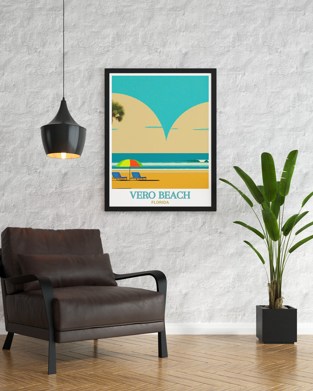 Florida travel print showcasing both Vero Beach and South Beach Park. The combination of serene beach views and natural landscapes makes this poster ideal for anyone who enjoys Floridas coastal beauty.