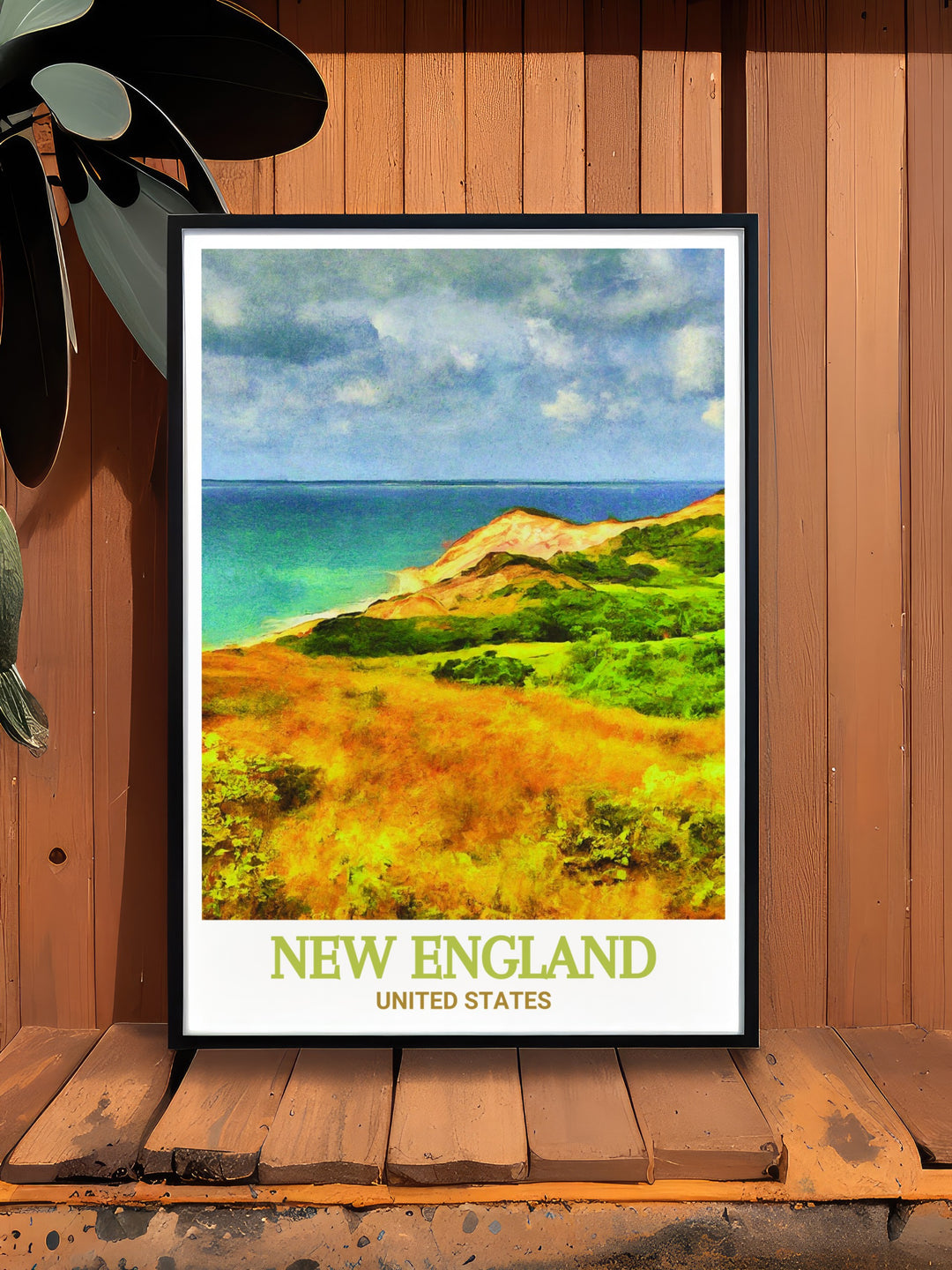 Stunning artwork of the New England Trail and Marthas Vineyard perfect for those who appreciate the outdoors. This framed print brings the best of long distance hiking and coastal views into your home for elegant and sophisticated decor.