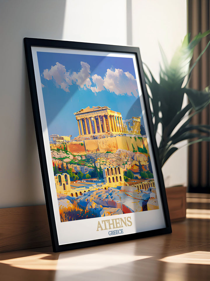 High quality Athens Georgia poster showcasing the city’s detailed street map and The Acropolis. Perfect for home decor and as a unique gift for anniversaries birthdays and Christmas.
