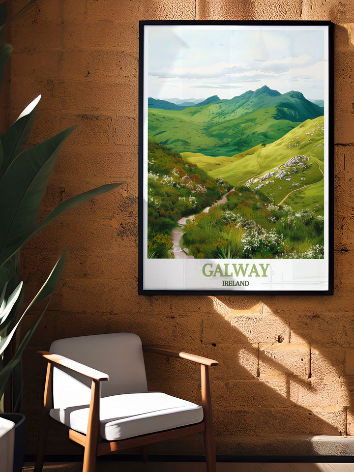 Home decor print illustrating the panoramic views from Diamond Hill, perfect for adding a touch of Irelands natural beauty to any space.