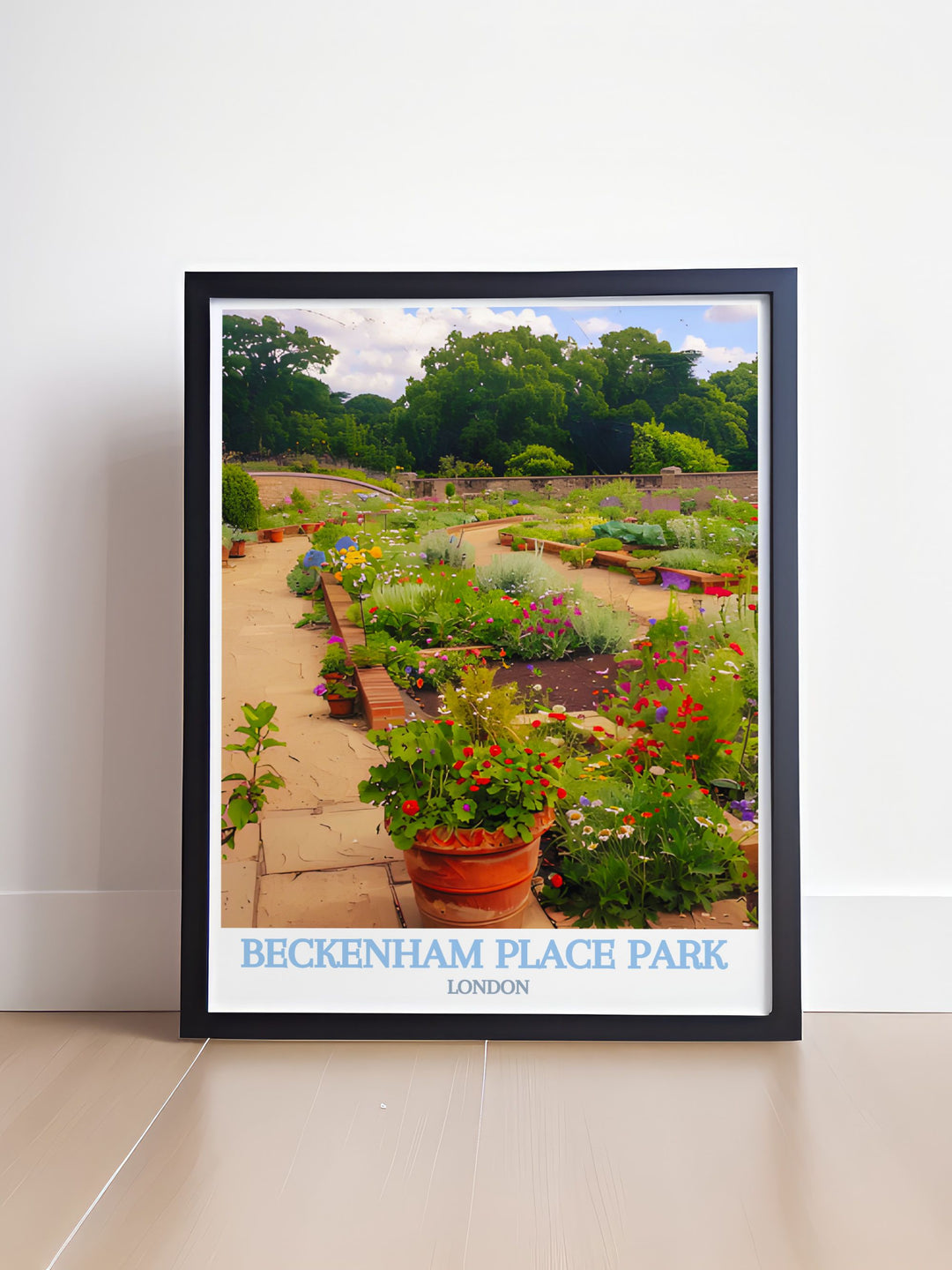Community Garden home decor capturing the lush greenery and tranquil ambiance of Beckenham Place Parks community gardens, highlighting the diverse flora and serene environment, ideal for creating a calming atmosphere in your living space.