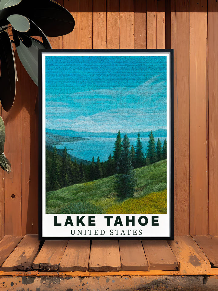 Our Lake Tahoe Painting in Summer Blue is a timeless piece that brings joy and inspiration to nature lovers and travel enthusiasts perfect for any room