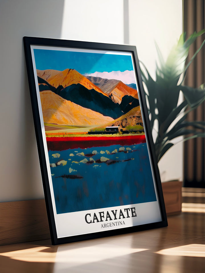 Cafayate Art Print captures the essence of Argentinas wine country, featuring detailed illustrations of the vineyards and rocky formations that define the Cafayate Valley. This wall print is ideal for bringing a piece of Argentina into your living space.