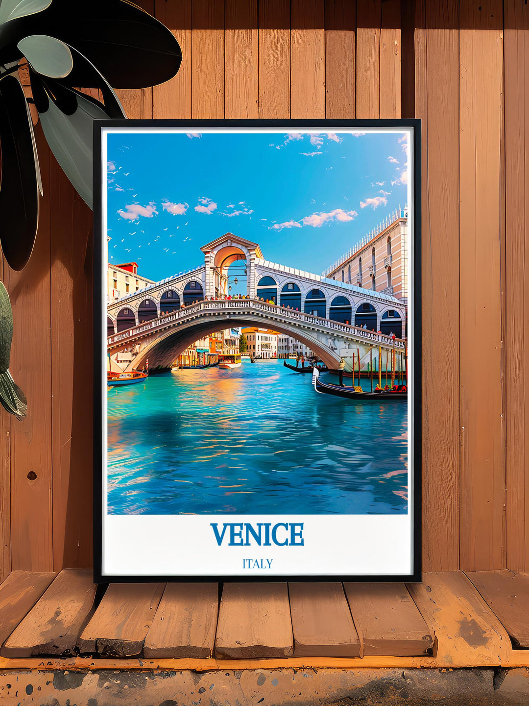 Bring the beauty of California into your home with this Venice Beach Poster complemented by stunning Rialto Bridge artwork both offering a unique blend of coastal vibes and Italian elegance that enhances any room.