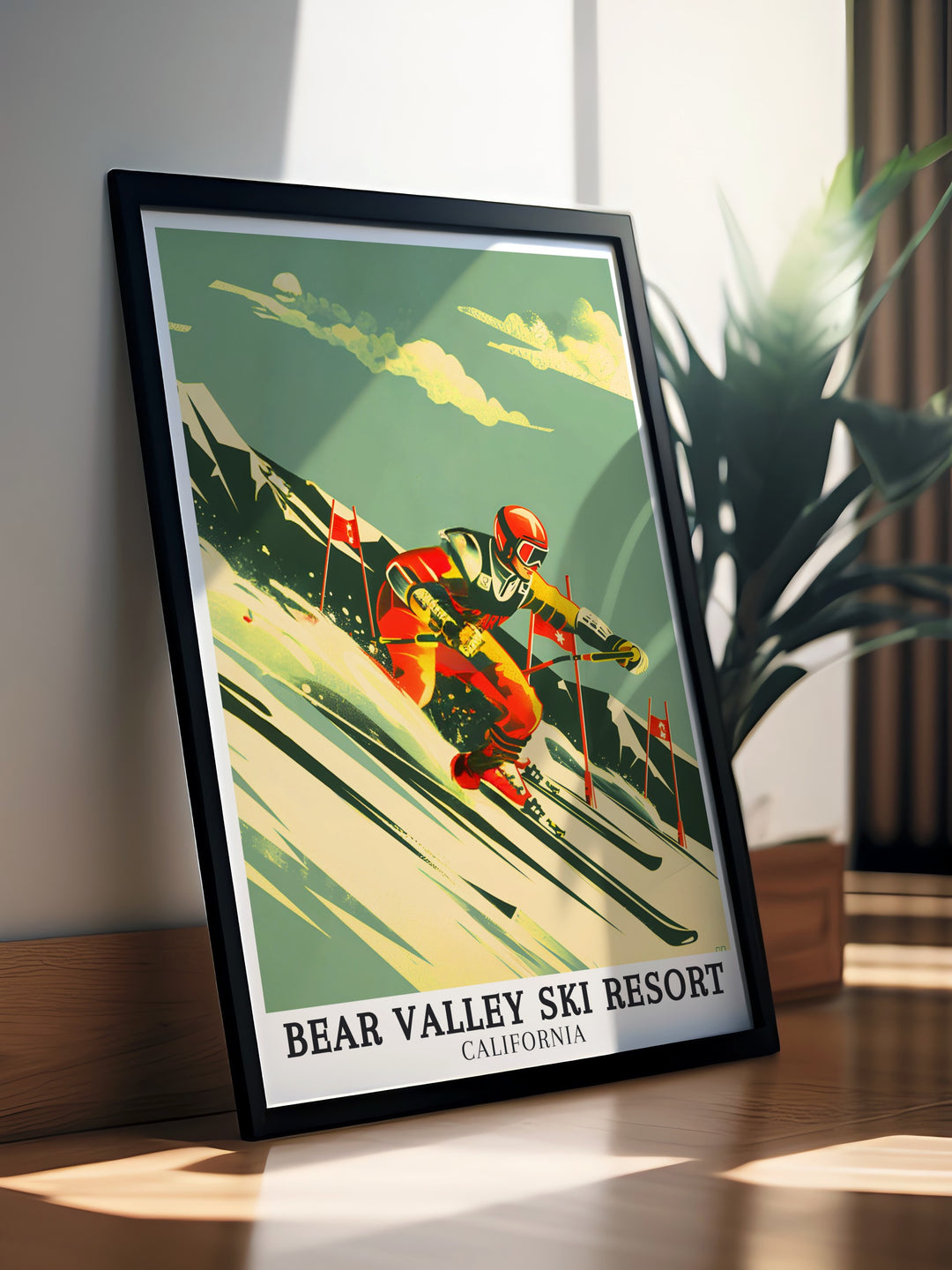 A captivating Blue Run, NASTAR course print this art piece brings the exhilarating experience of Bear Valley Ski Resort to your walls. Perfect for those who appreciate winter sports this poster adds a touch of Sierra Nevada charm to any room.