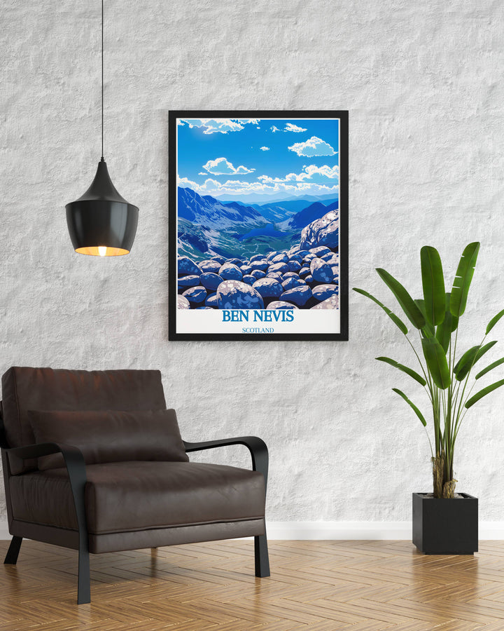 Panoramic view of Ben Nevis summit in a high quality print, showing the extensive landscape of the Scottish Highlands