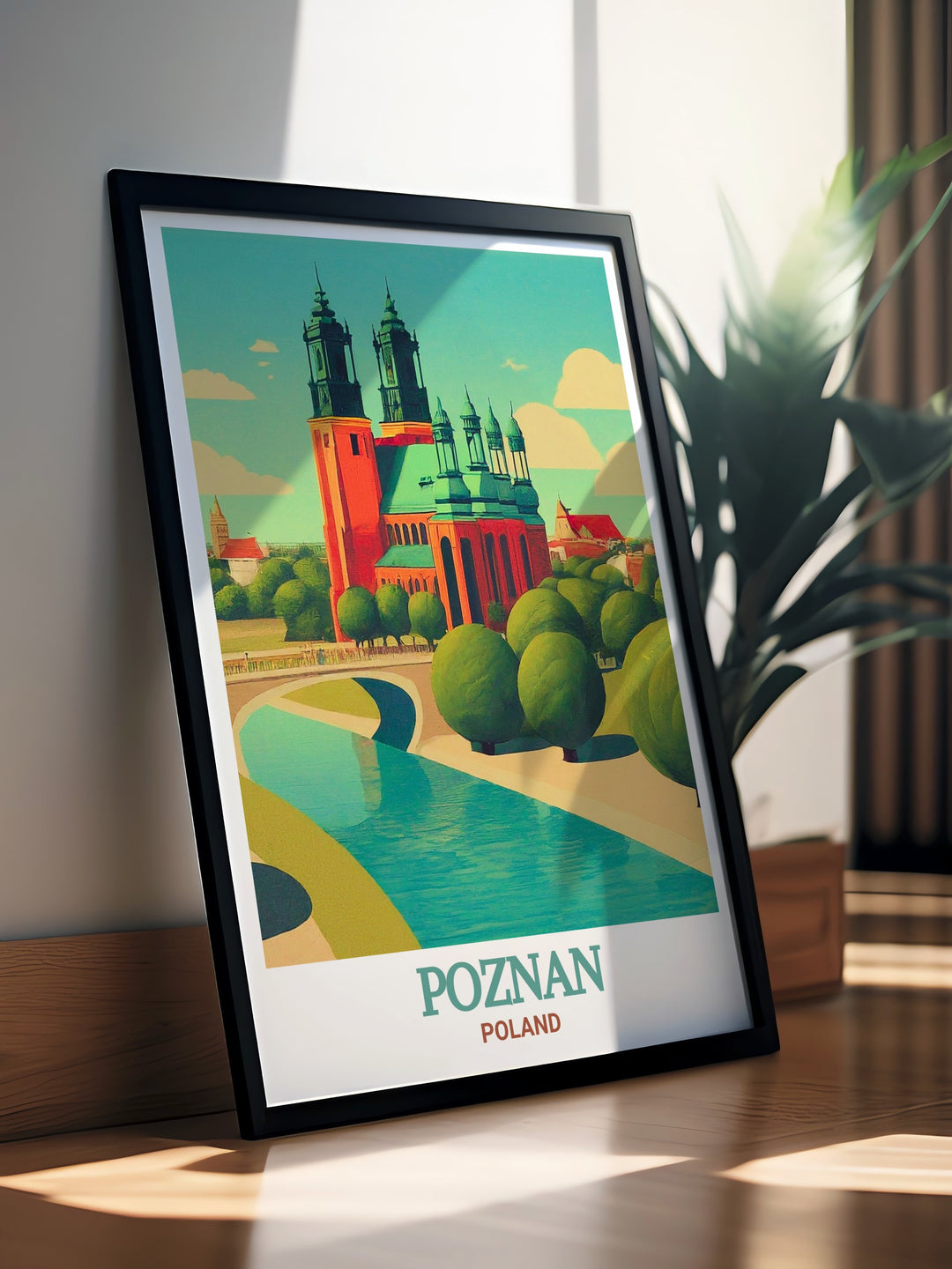 Cathedral Island framed prints offer a modern and elegant way to display the architectural beauty of Poznan perfect for enhancing your living room decor or gifting to a travel enthusiast with a love for unique Polish travel prints.