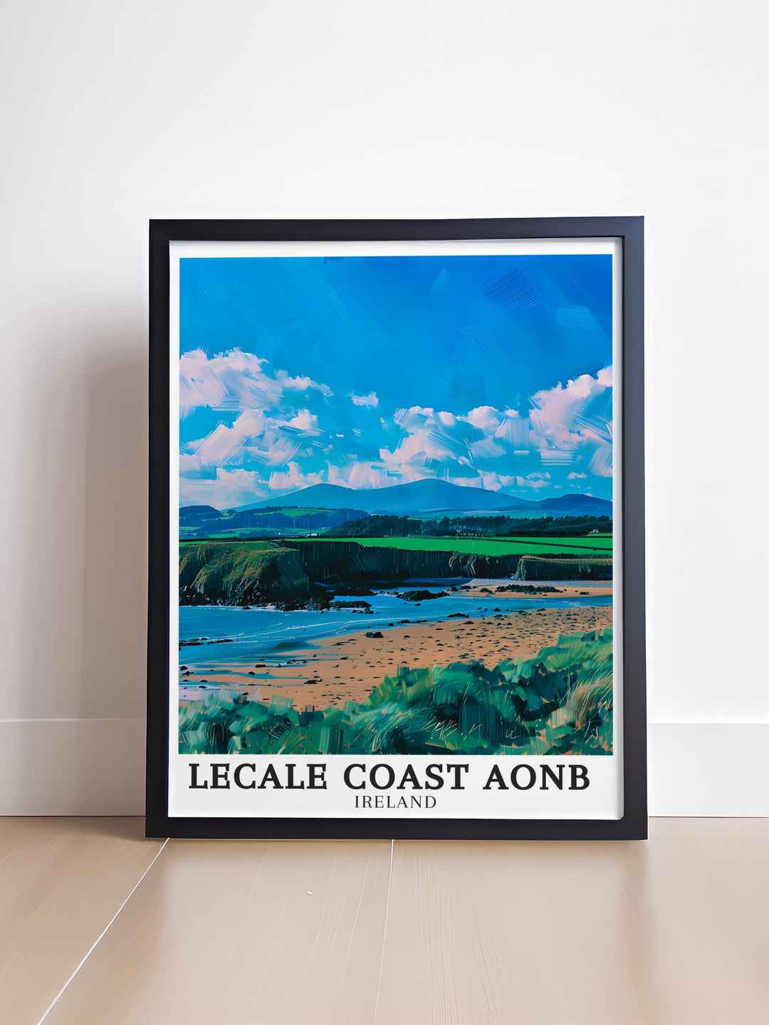 Northern Ireland landscape art. Capturing the breathtaking views of Northern Irelands landscapes and the serene beauty of Dundrum Bay and the Mourne mountains, this scenic art is perfect for anyone looking to enhance their home with natural beauty.