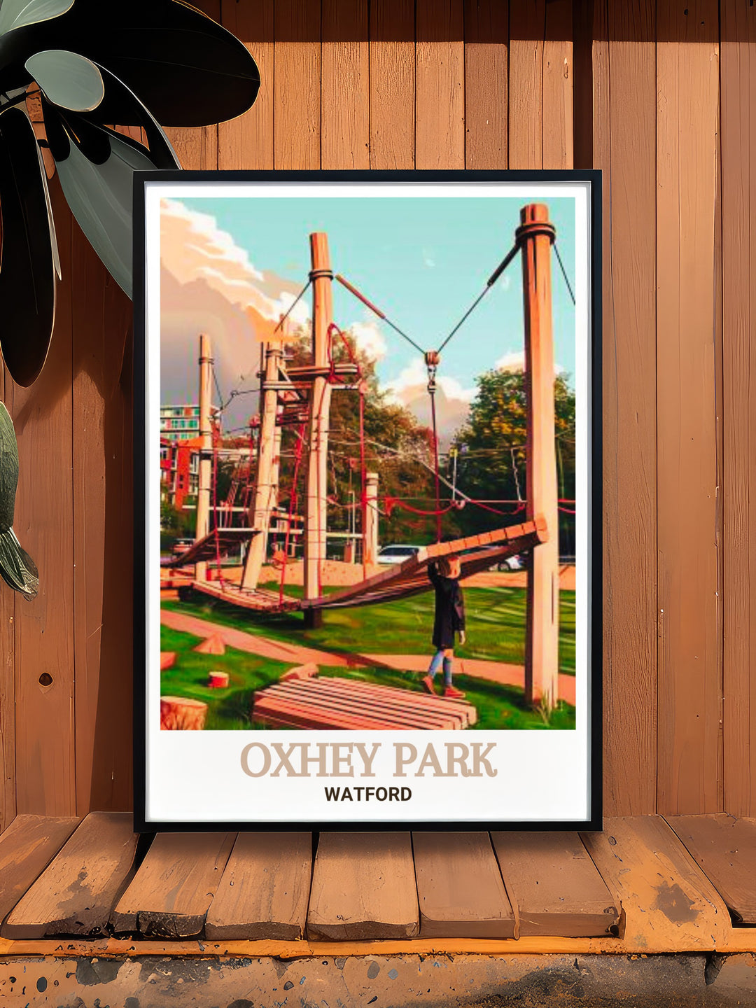 Oxhey Park Playground Framed Prints bring the scenic beauty of Oxhey Hertfordshire into your home with vivid colors and intricate details perfect for creating a calm serene atmosphere that celebrates Watfords natural landscapes.