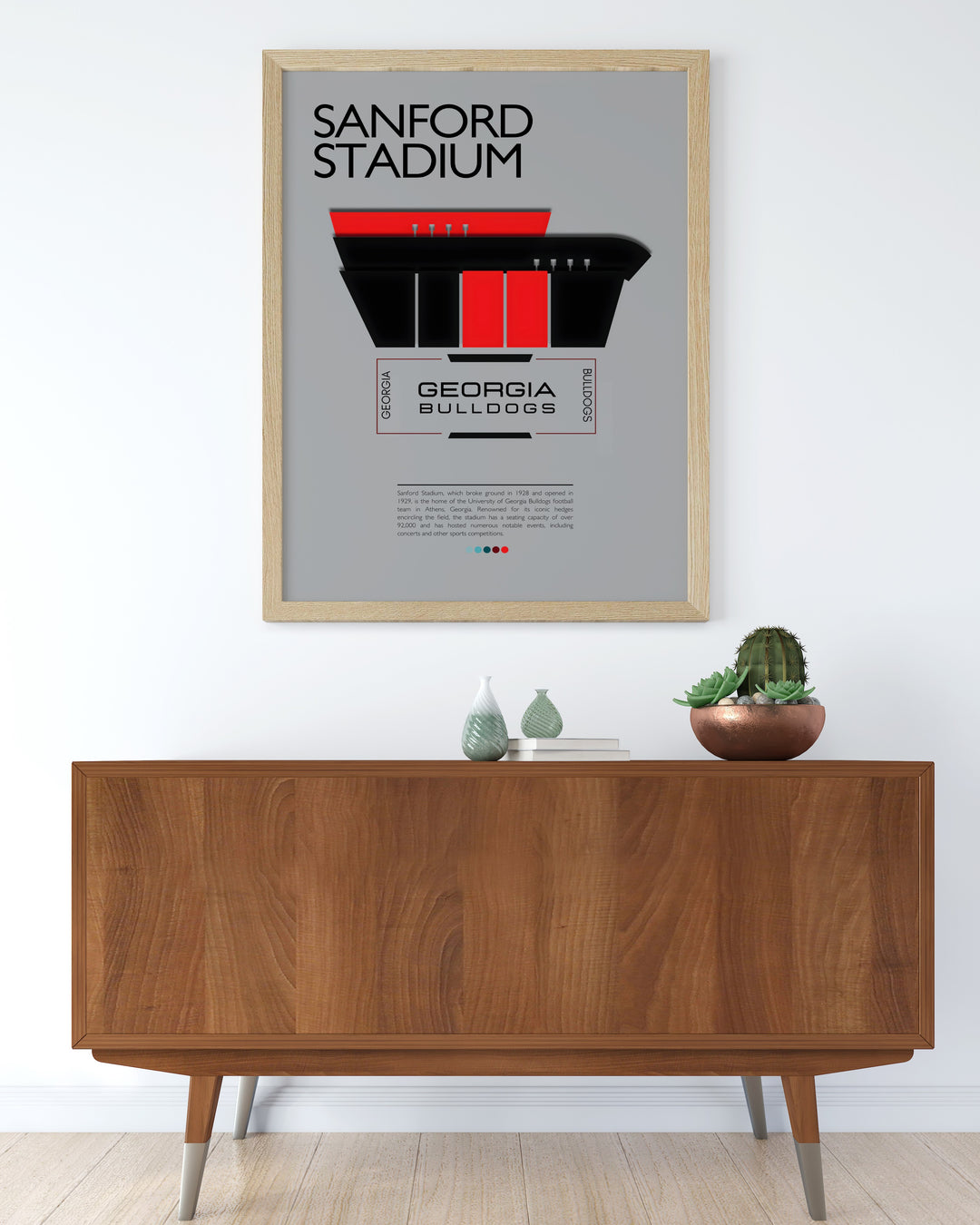 Touchdown Jesus at Sanford Stadium is beautifully depicted in this Georgia Bulldogs poster a must have for any UGA football supporter and fan