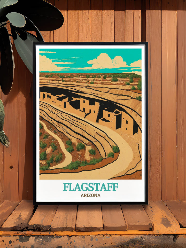 Beautiful Flagstaff poster and Walnut Canyon National Monument framed prints create the perfect combination of city and nature. This artwork makes an excellent choice for home decor or as a thoughtful gift for friends or loved ones who enjoy unique and vibrant art.