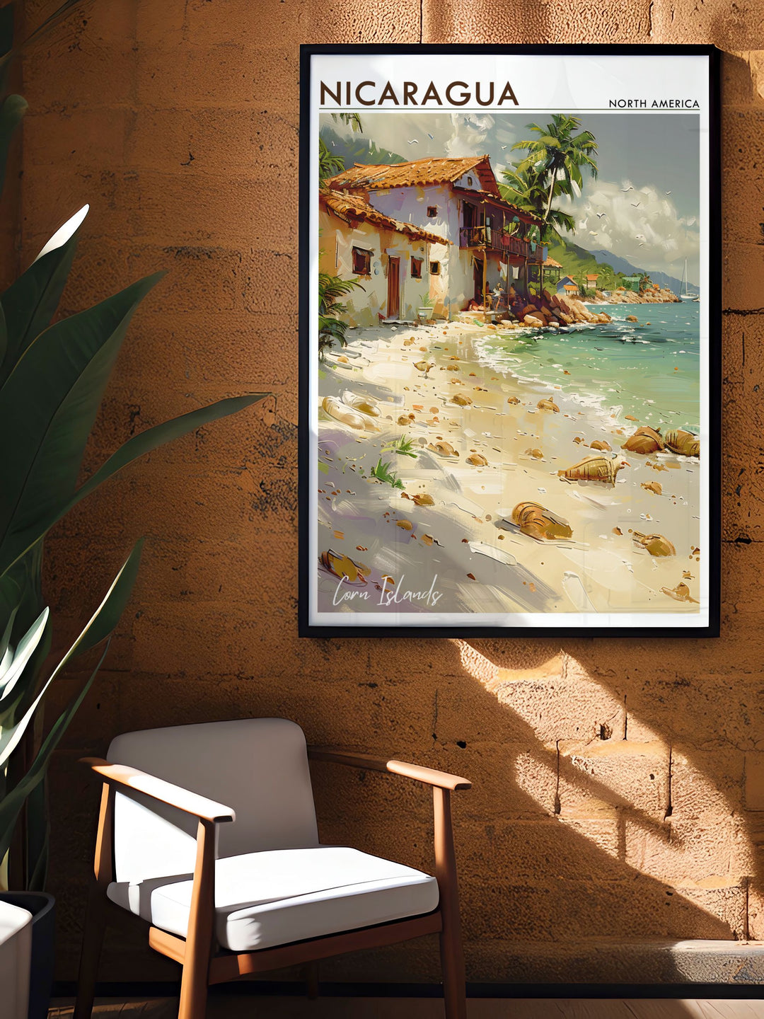 Nicaragua travel posters featuring the serene Corn Islands perfect wall decor for any room offering a sophisticated and captivating design with vibrant colors and intricate details